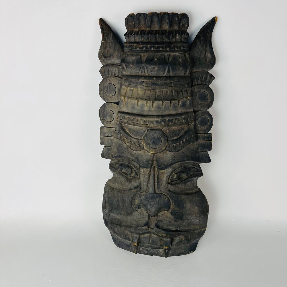 Carved Wood Mask Wall Decor 14 5/8” x 7”